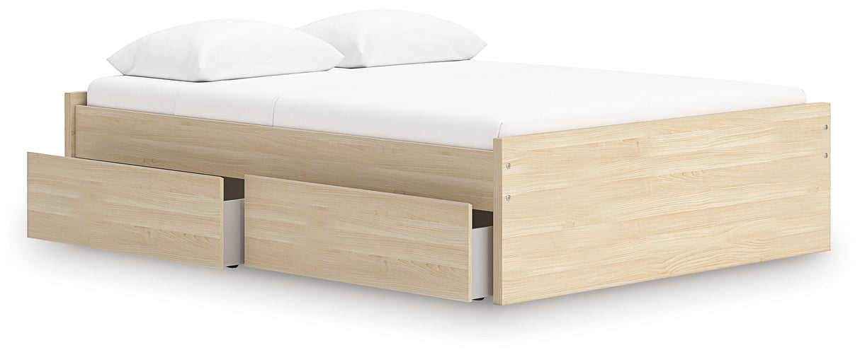 Onita Natural Queen Platform Bed with 1 Side Storage from Ashley Furniture - Luna Furniture