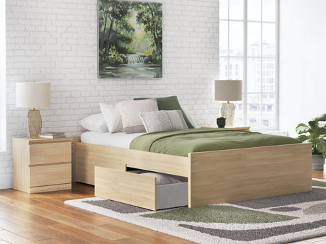 Onita Natural Queen Platform Bed with 2 Side Storage from Ashley - Luna Furniture