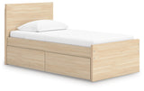 Onita Natural Twin Panel Platform Bed with 1 Side Storage from Ashley - Luna Furniture