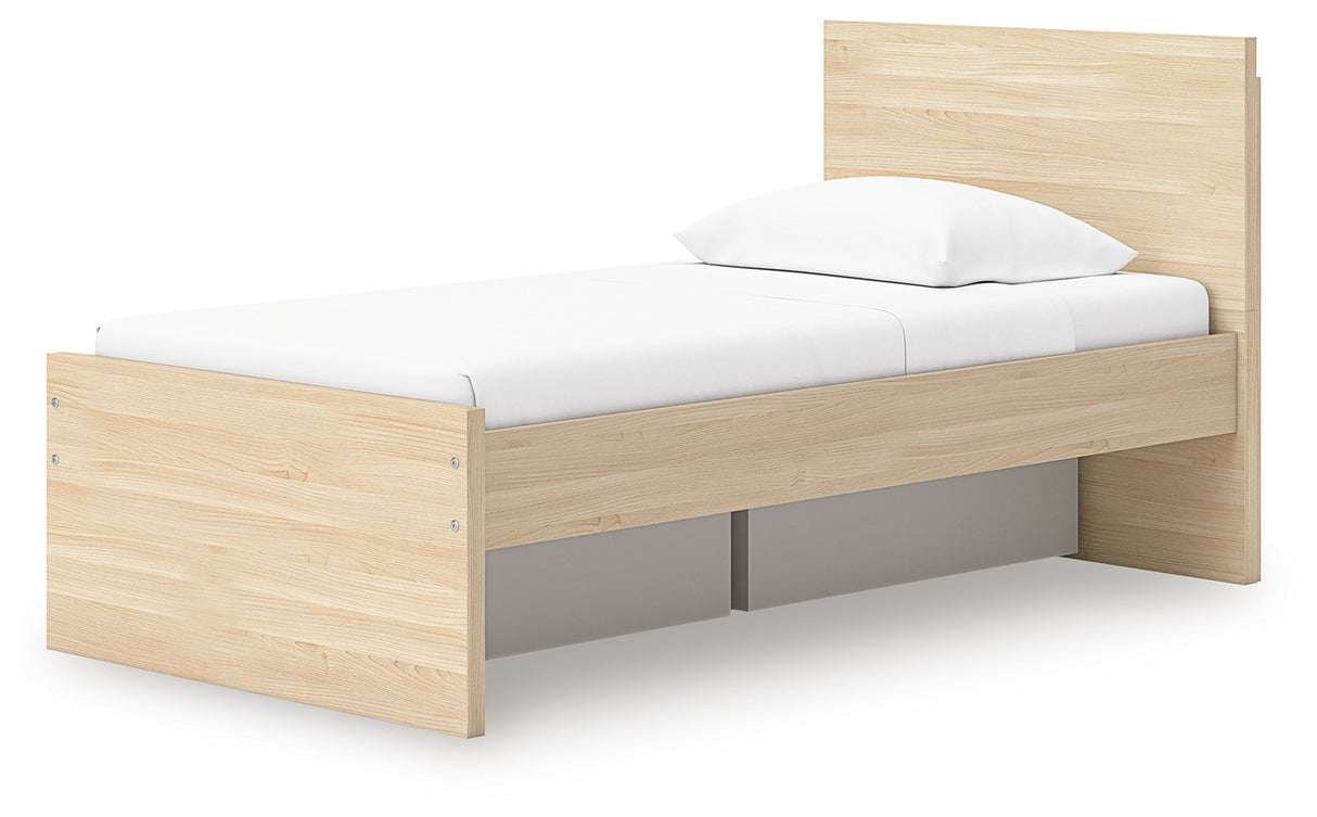 Onita Natural Twin Panel Platform Bed with 1 Side Storage from Ashley - Luna Furniture