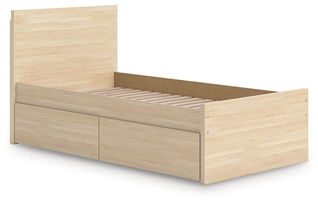 Onita Natural Twin Panel Platform Bed with 1 Side Storage from Ashley - Luna Furniture