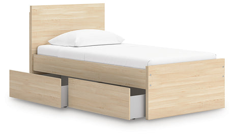 Onita Natural Twin Panel Platform Bed with 1 Side Storage from Ashley - Luna Furniture