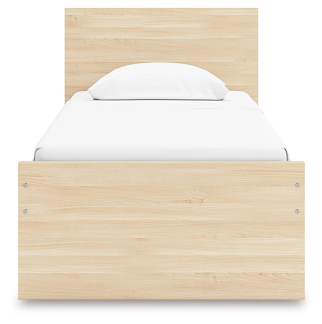 Onita Natural Twin Panel Platform Bed with 1 Side Storage from Ashley - Luna Furniture