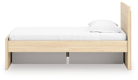 Onita Natural Twin Panel Platform Bed with 1 Side Storage from Ashley - Luna Furniture