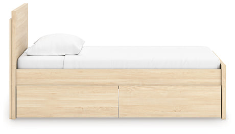 Onita Natural Twin Panel Platform Bed with 1 Side Storage from Ashley - Luna Furniture