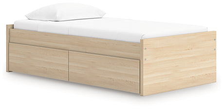 Onita Natural Twin Platform Bed with 1 Side Storage from Ashley - Luna Furniture
