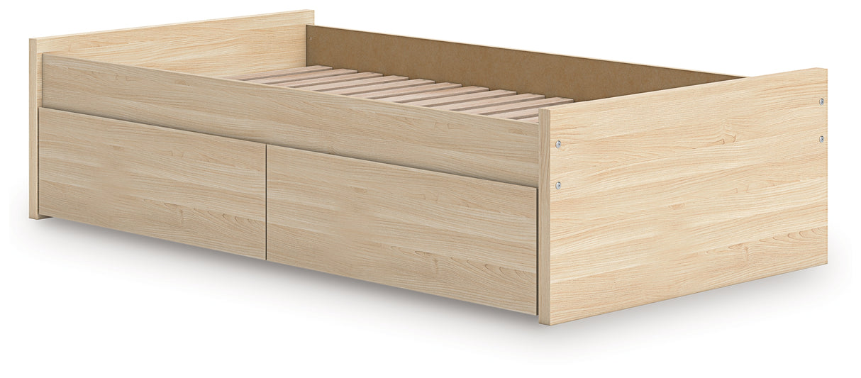 Onita Natural Twin Platform Bed with 1 Side Storage from Ashley - Luna Furniture