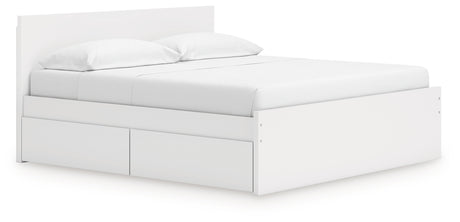 Onita White King Panel Platform Bed with 2 Side Storage from Ashley Furniture - Luna Furniture