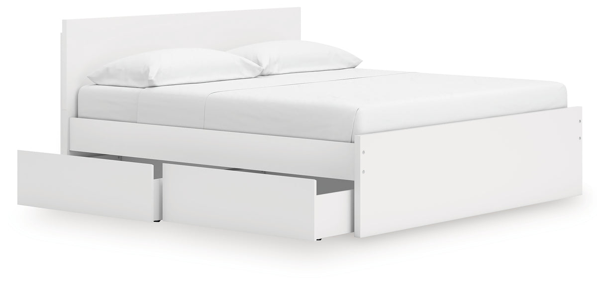 Onita White King Panel Platform Bed with 2 Side Storage from Ashley Furniture - Luna Furniture