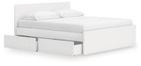 Onita White King Panel Platform Bed with 2 Side Storage from Ashley Furniture - Luna Furniture