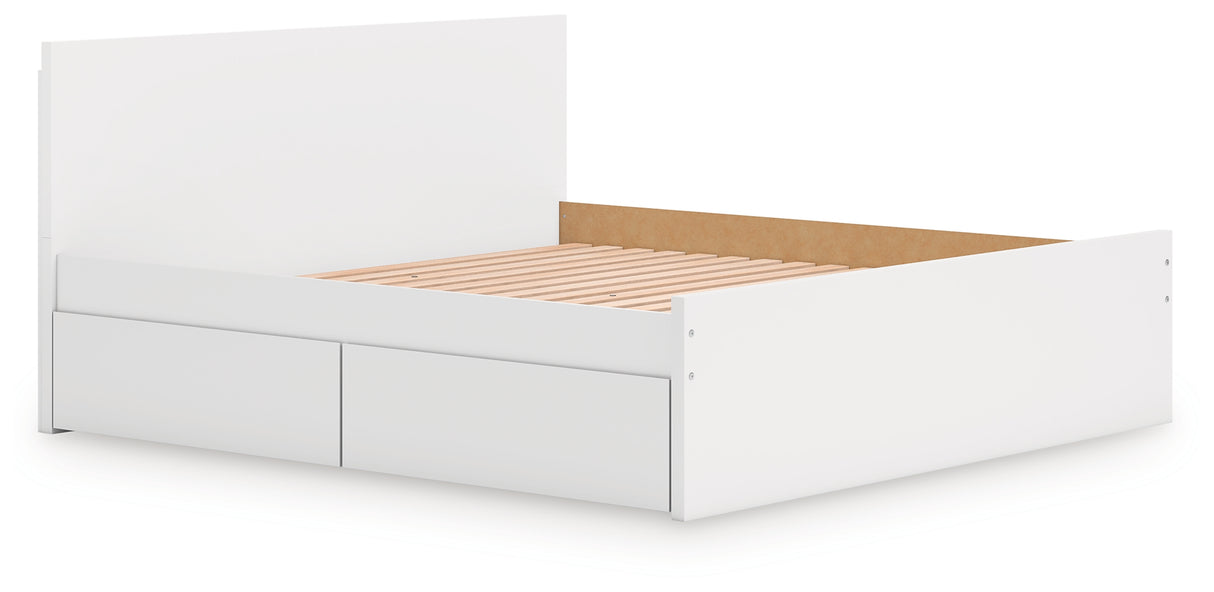 Onita White King Panel Platform Bed with 2 Side Storage from Ashley Furniture - Luna Furniture