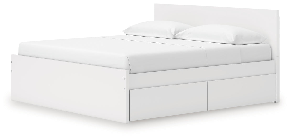 Onita White King Panel Platform Bed with 2 Side Storage from Ashley Furniture - Luna Furniture
