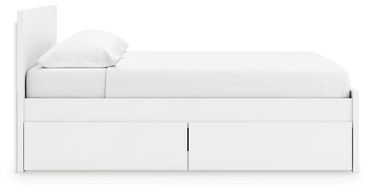 Onita White King Panel Platform Bed with 2 Side Storage from Ashley Furniture - Luna Furniture