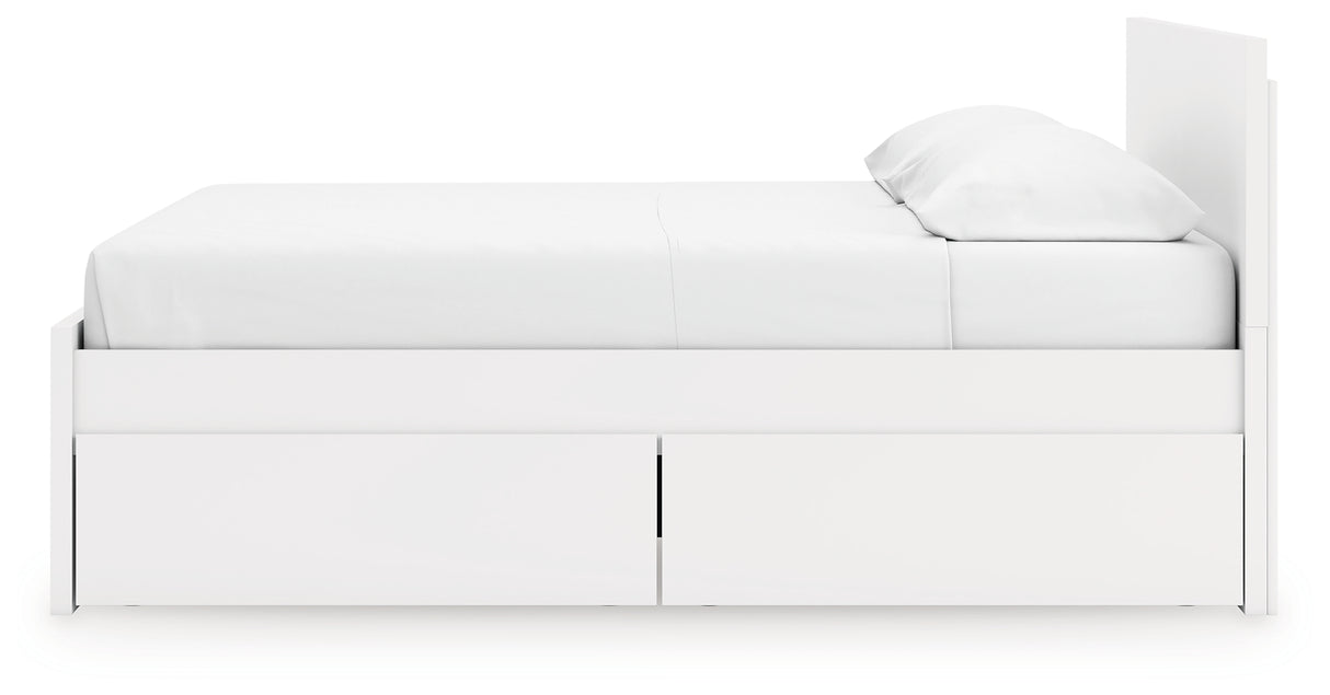 Onita White King Panel Platform Bed with 2 Side Storage from Ashley Furniture - Luna Furniture