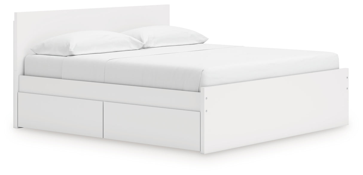 Onita White King Panel Platform Bed with Storage from Ashley Furniture - Luna Furniture