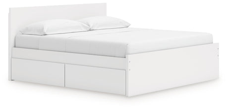 Onita White King Panel Platform Bed with Storage from Ashley Furniture - Luna Furniture