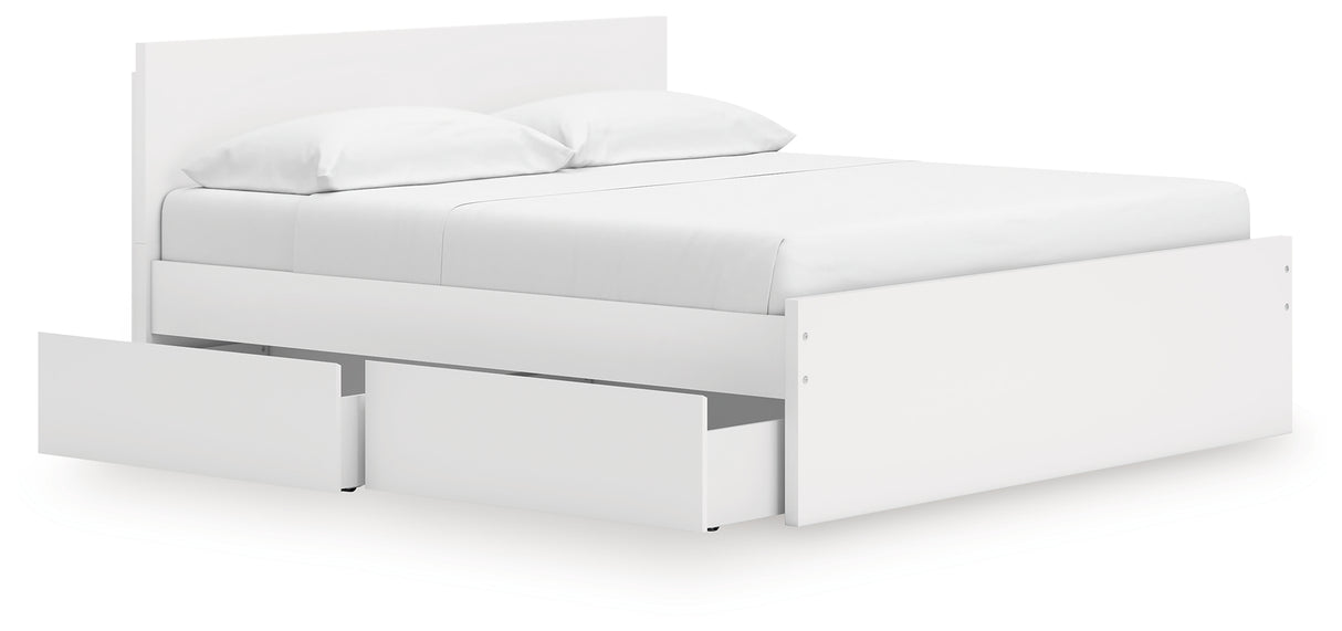 Onita White King Panel Platform Bed with Storage from Ashley Furniture - Luna Furniture