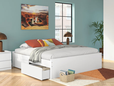 Onita White King Platform Bed with 1 Side Storage from Ashley Furniture - Luna Furniture