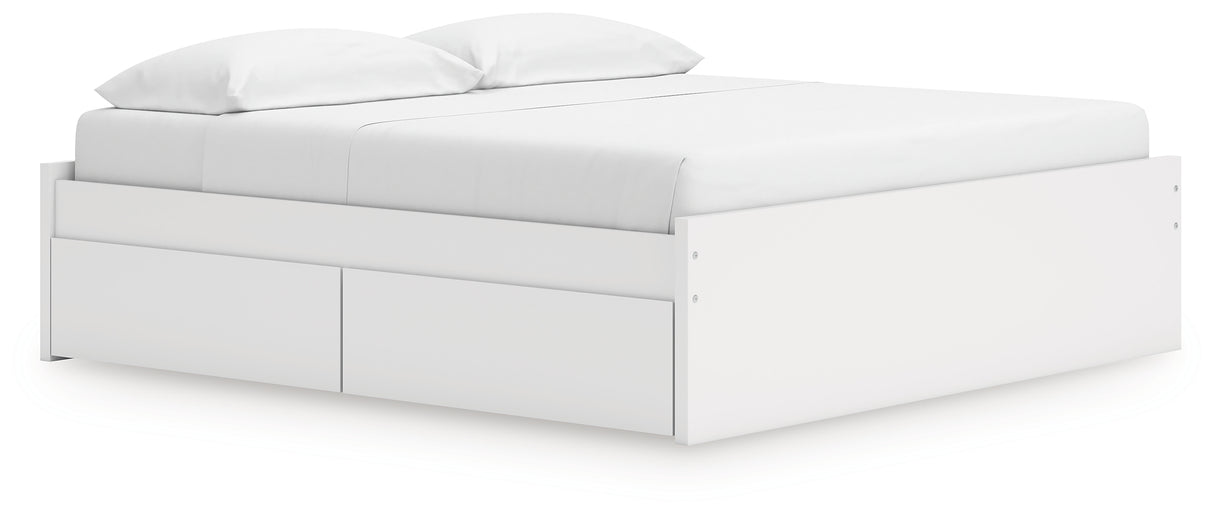 Onita White King Platform Bed with 1 Side Storage from Ashley Furniture - Luna Furniture