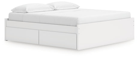 Onita White King Platform Bed with 1 Side Storage from Ashley Furniture - Luna Furniture