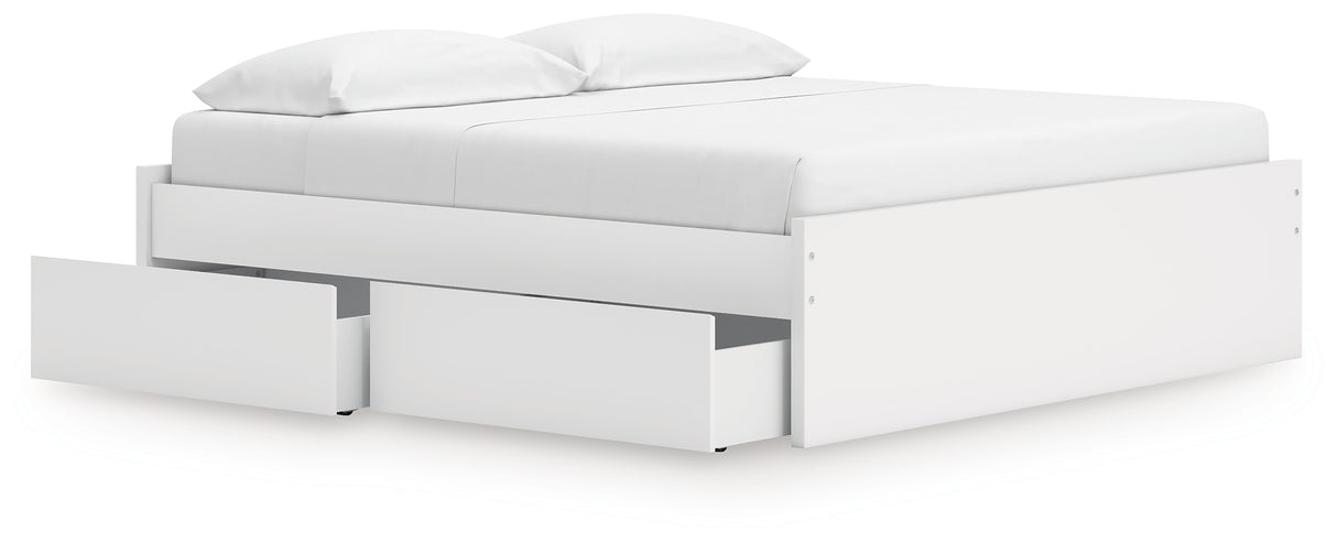 Onita White King Platform Bed with 1 Side Storage from Ashley Furniture - Luna Furniture