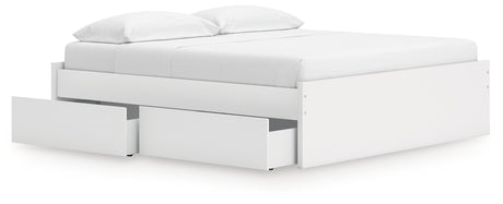 Onita White King Platform Bed with 1 Side Storage from Ashley Furniture - Luna Furniture