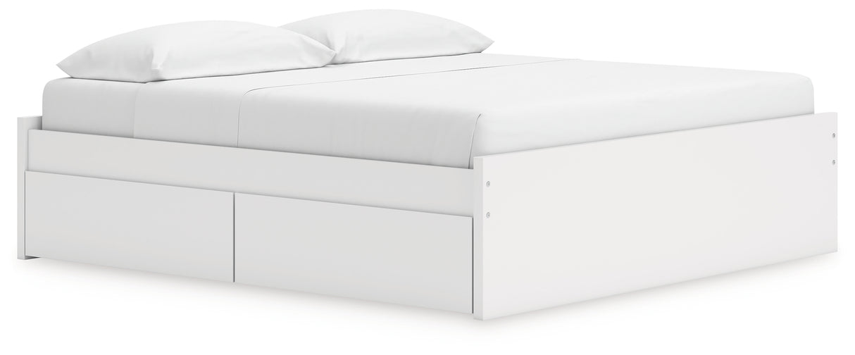 Onita White King Platform Bed with 2 Side Storage from Ashley - Luna Furniture