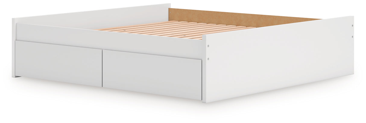 Onita White King Platform Bed with 2 Side Storage from Ashley - Luna Furniture
