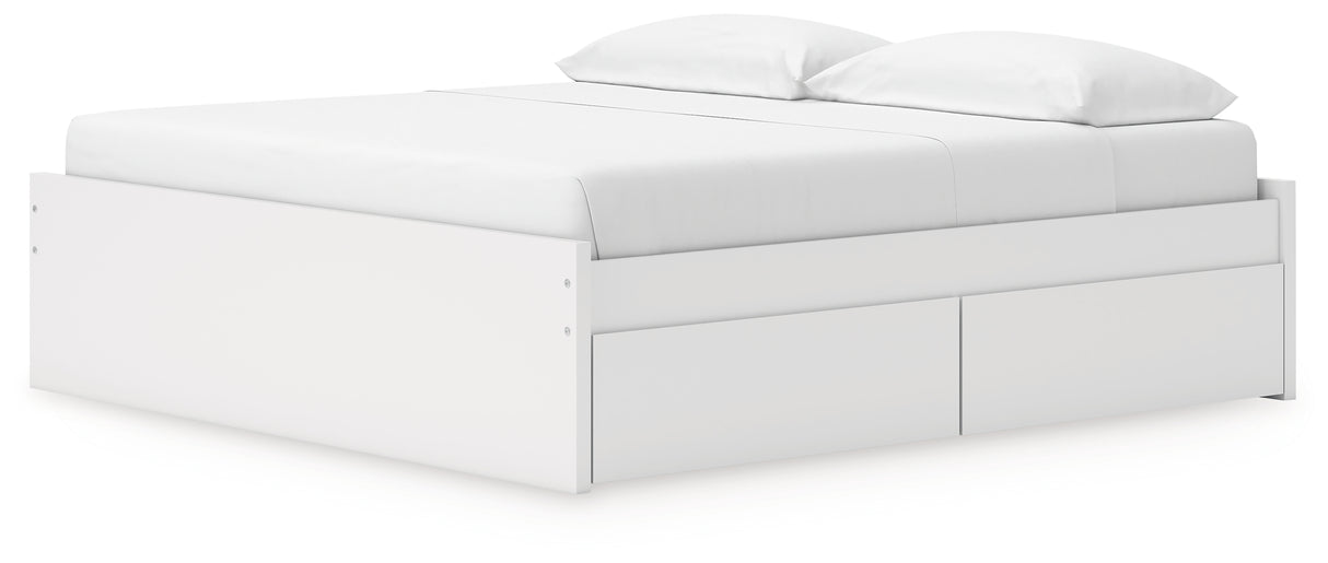 Onita White King Platform Bed with 2 Side Storage from Ashley - Luna Furniture