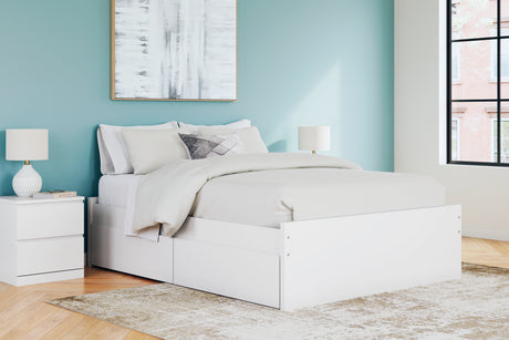 Onita White Queen Platform Bed with 1 Side Storage from Ashley - Luna Furniture