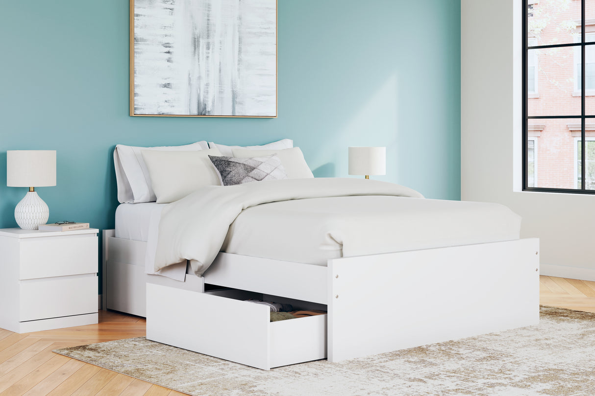 Onita White Queen Platform Bed with 1 Side Storage from Ashley Furniture - Luna Furniture