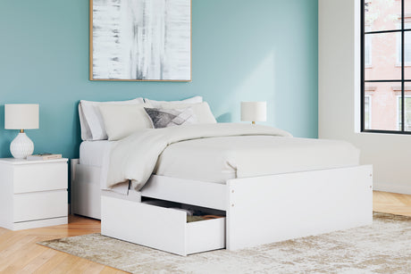 Onita White Queen Platform Bed with 1 Side Storage from Ashley - Luna Furniture