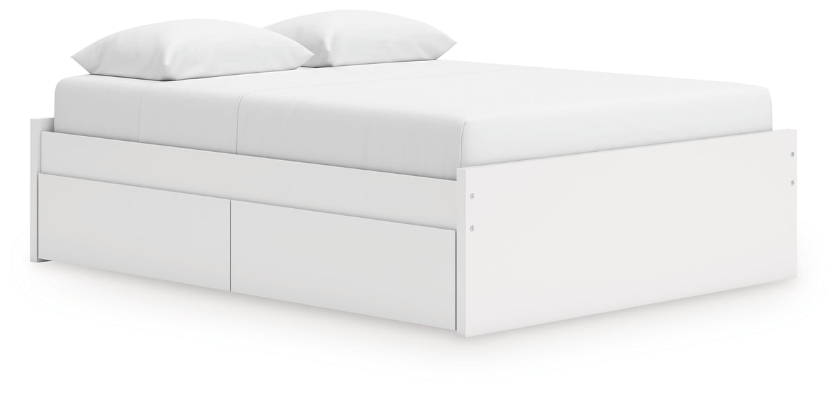 Onita White Queen Platform Bed with 1 Side Storage from Ashley Furniture - Luna Furniture