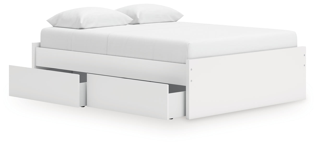 Onita White Queen Platform Bed with 1 Side Storage from Ashley Furniture - Luna Furniture