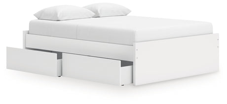 Onita White Queen Platform Bed with 1 Side Storage from Ashley - Luna Furniture