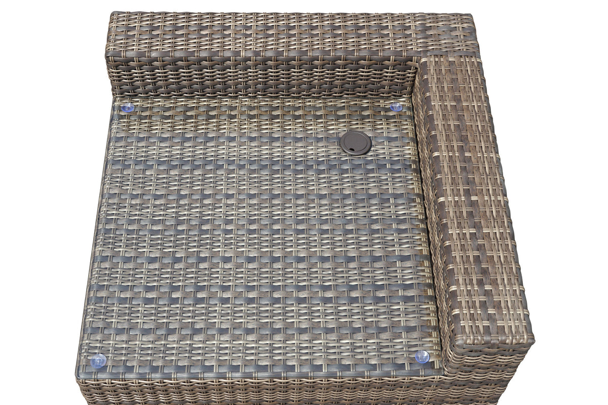 Tamyra Light Brown Resin Wicker Side Table & Ottoman from Steve Silver - Luna Furniture