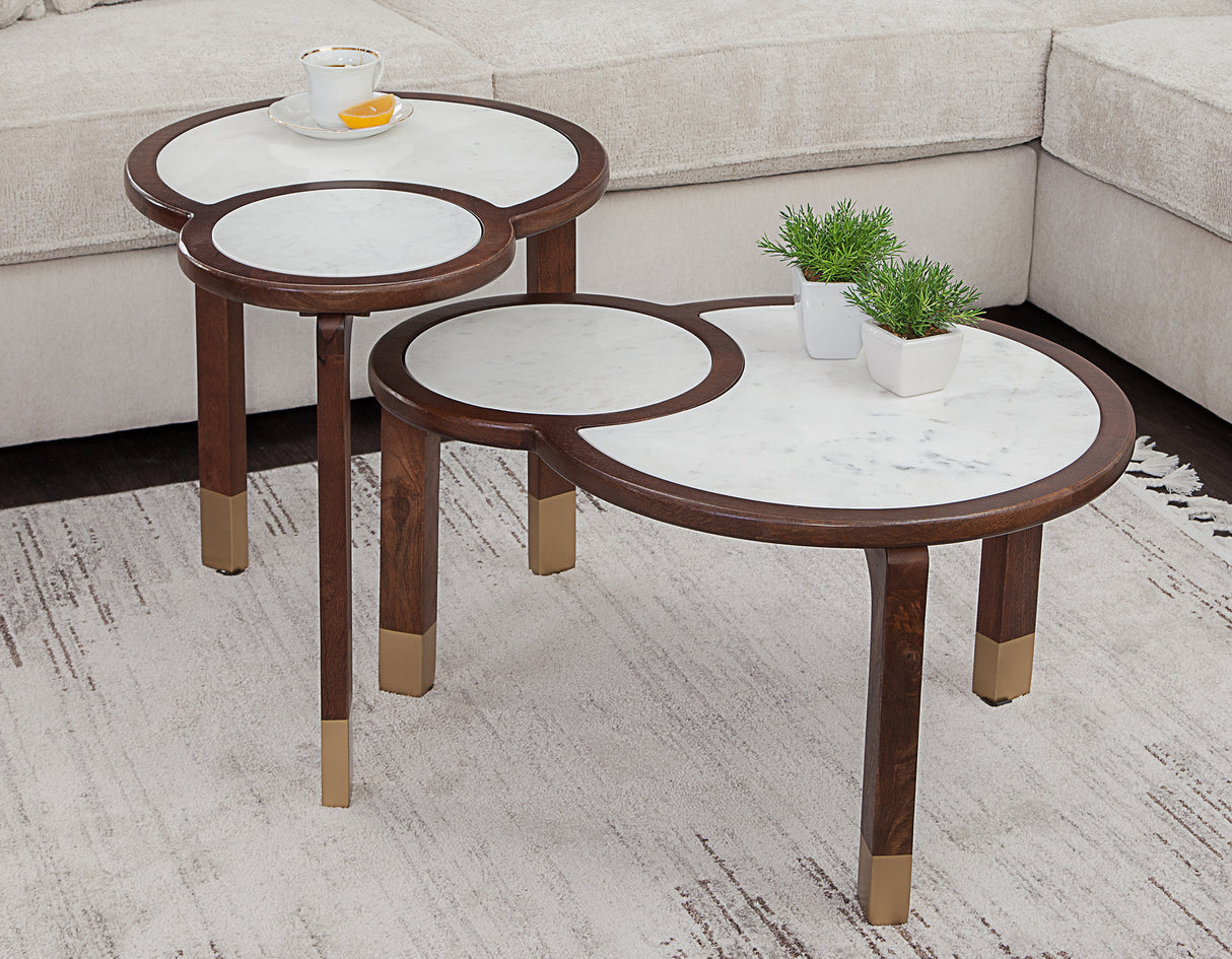 Oormi 3-Piece Banswara White Marble Inlay Table Set from Steve Silver - Luna Furniture