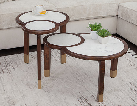 Oormi 3-Piece Banswara White Marble Inlay Table Set from Steve Silver - Luna Furniture