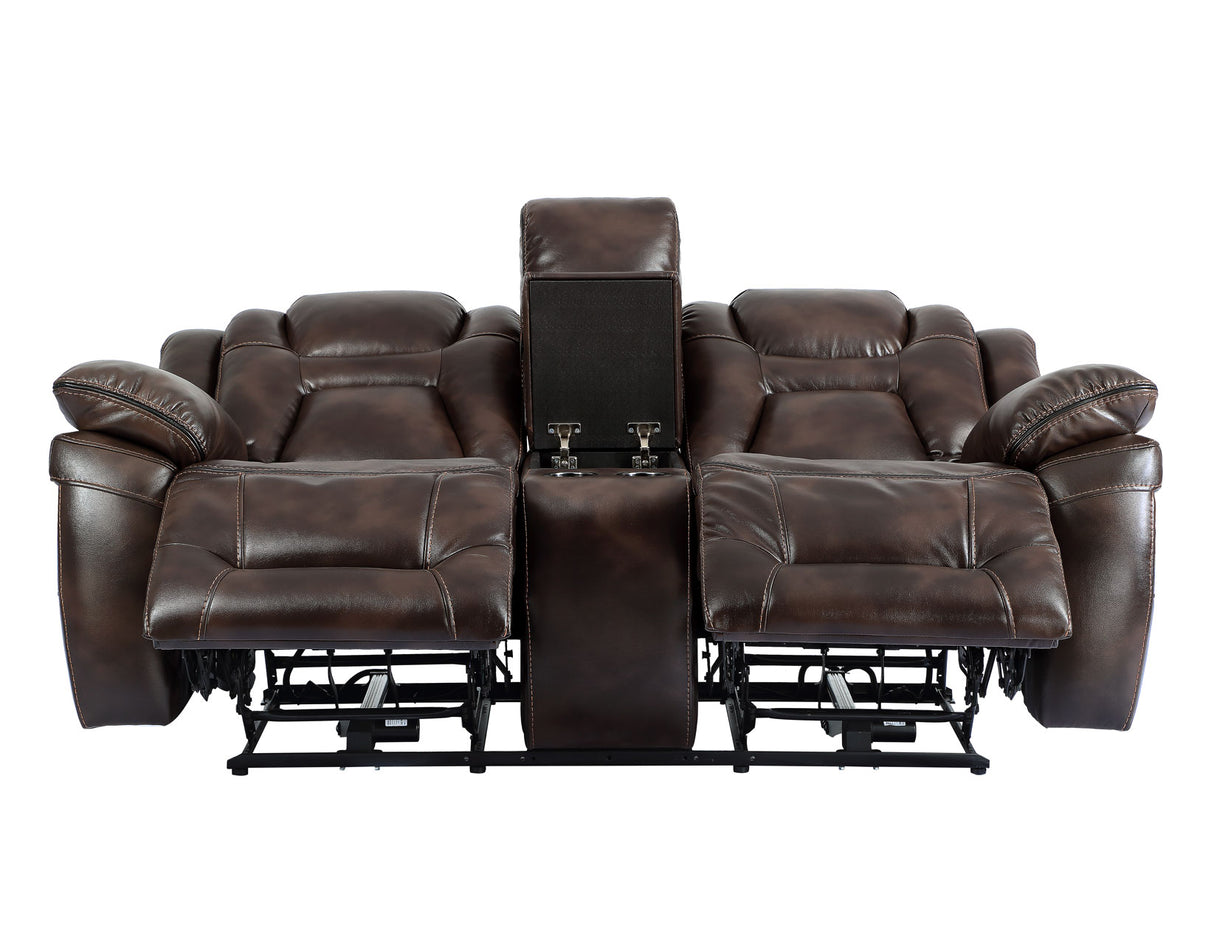 Oportuna Coffee Dual-Power Reclining Console Loveseat from Steve Silver - Luna Furniture