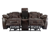 Oportuna Coffee Dual-Power Reclining Console Loveseat from Steve Silver - Luna Furniture