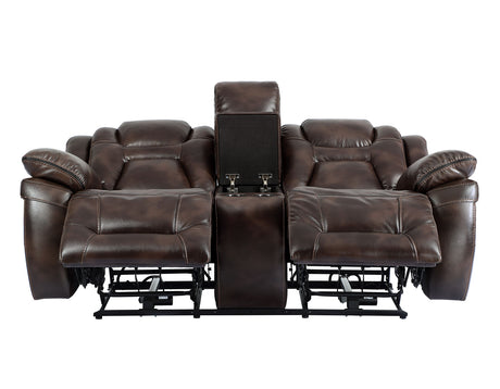 Oportuna Coffee Dual-Power Reclining Console Loveseat from Steve Silver - Luna Furniture
