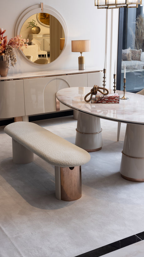 Opulenze Cream and Rose Gold Dining Set from Luna Luxury - Luna Furniture