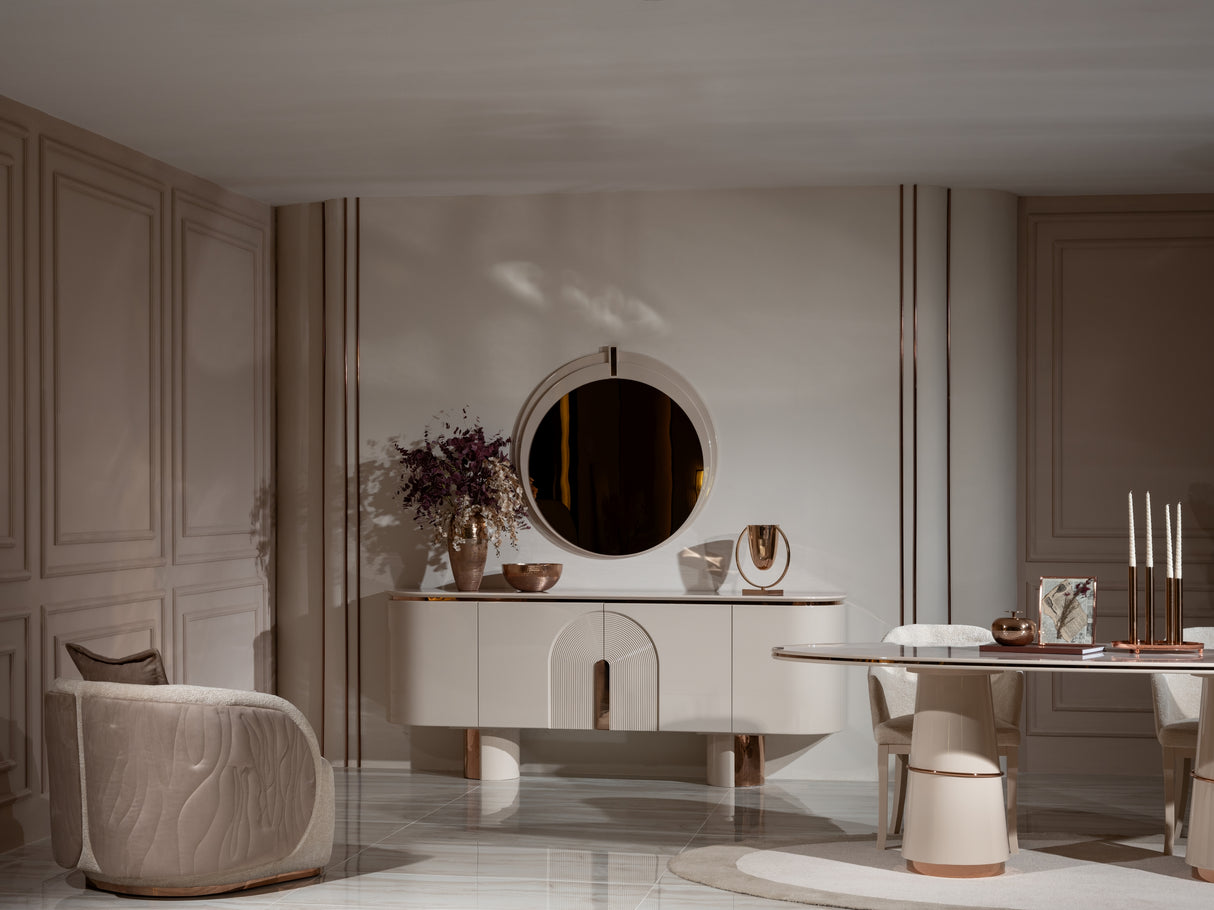 Opulenze Cream and Rose Gold Dining Set from Luna Luxury - Luna Furniture