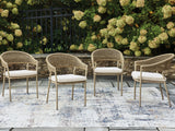 Orchard Beach Beige Outdoor Arm Chair with Cushion (Set of 4) from Ashley Furniture - Luna Furniture