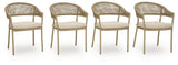 Orchard Beach Beige Outdoor Arm Chair with Cushion (Set of 4) from Ashley Furniture - Luna Furniture