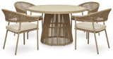 Orchard Beach Outdoor Dining Table and 4 Chairs in Beige from Ashley - Luna Furniture
