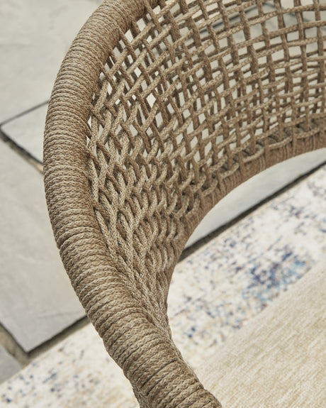 Orchard Beach Outdoor Dining Table and 4 Chairs in Beige from Ashley - Luna Furniture