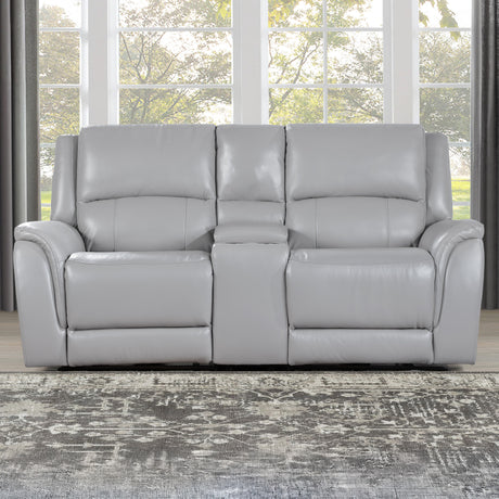 Alexandria Stone Top-Grain Leather Power Reclining Console Loveseat from Steve Silver - Luna Furniture