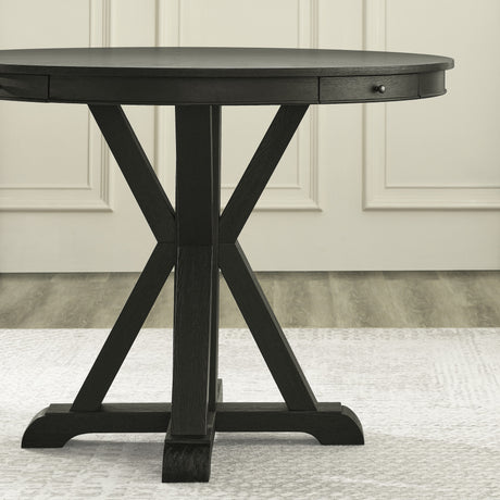 Rylie 48-inch Round Counter Dining Table with 4 Drawers, Black Finish from Steve Silver - Luna Furniture