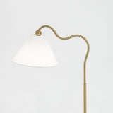 Ornate Brass Ring Base Curved Table Lamp with Triangle White Drum Shade from Ashcroft Furniture - Luna Furniture
